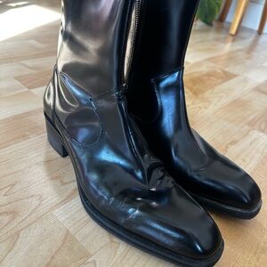 Express Shiny Black Leather Boots
